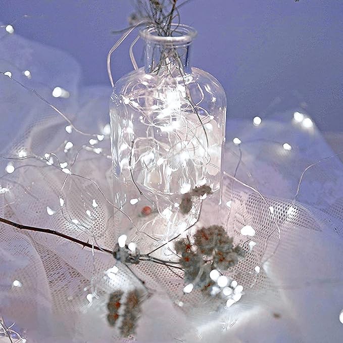 6 Pack LED Fairy Lights Battery Operated with Timer, 13FT 40LED Waterproof Firefly Lights Silver Wire Mini Twinkle String Lights for Wedding Christmas Birthday Party Mason jar Decorations, White