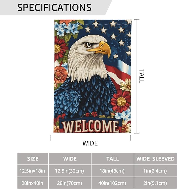USA Flag Garden Flag 12x18 Inch Double Sided All-Weather Polyester Outdoor Flag For Patio Lawn Yard And Garden Welcome Decor