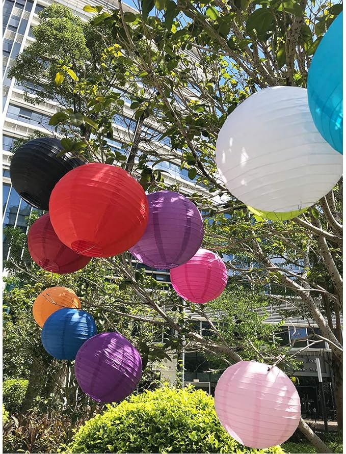 BEISHIDA 16Pcs Colorful Paper Lanterns Multi-Color Chinese/Japanese Hanging Round Paper Lanterns for Wedding, Birthday, Baby Shower, Classroom,Party,Home Decoration(Size of 4”, 6”, 8”, 10”)