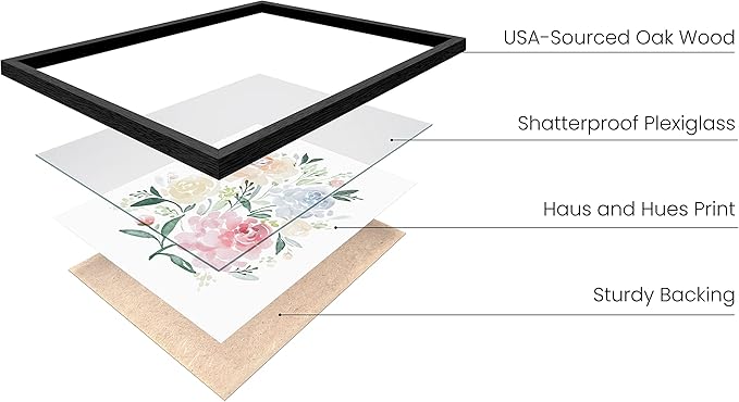 HAUS AND HUES Flower Wall Decor - Set of 4 Floral Wall Art, Framed Paintings, Floral Pictures (11x14, Black Frame)