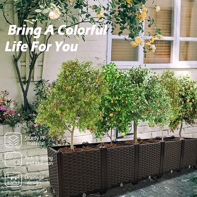 Souwuokoo Large Planters for Outdoor Plants Raised Garden Bed Elevated Rectangular Garden Box Kits for Gardening, Vegetables, Flowers and Herbs in Backyard Patio Balcony