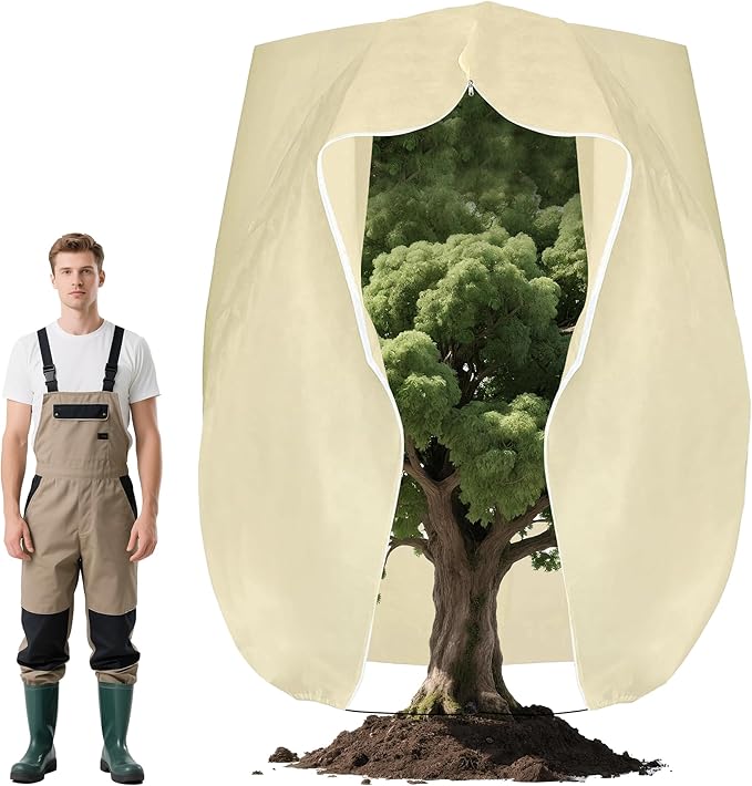 DINGBAI 142x100inches Huge Plant Covers Freeze Protection,Frost Cloth for Outdoor Plants, 2.5 oz/yd² Thickened Winter Tree Covers with Zipper Drawstring,1 Pack Frost Blanket from Wind,Pest and Animal.