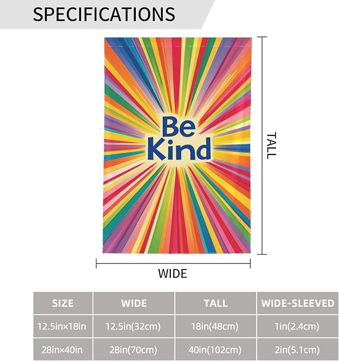 Be Kind Garden Flag 12x18 Inch Double Sided All-Weather Polyester Outdoor Flag For Patio Lawn Yard And Garden Welcome Decor