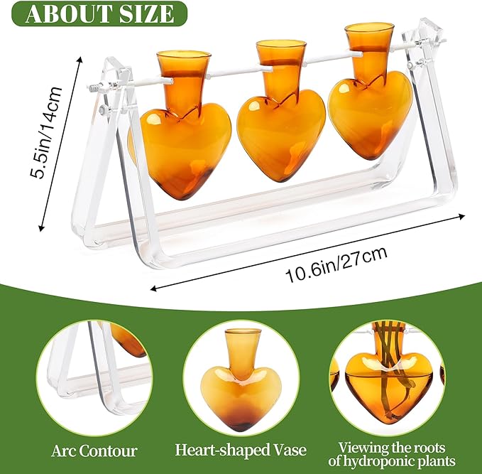 CYZglass Clear Plant Terrarium Propagation Stations with Acrylic Stand Birthday Gifts for Women Office Home Decor