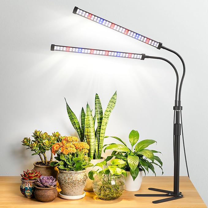 Grow Lights for Indoor Plants, 9V 5700K 120LEDs Full Spectrum Plant Lights for Indoor Growing, Height Adjustable 9.8-35'' with Stable 360° Gooseneck, Auto 4/8/12H Timer, 5 Brightness Levels