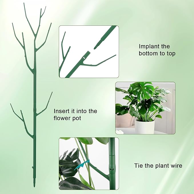 Qaobo 10 Pack Stackable Plant Support Stakes, Climbing Plant Support Structures for Monstera, Pothos, Philodendron Garden Plant Stakes for Indoor Outdoor Plants