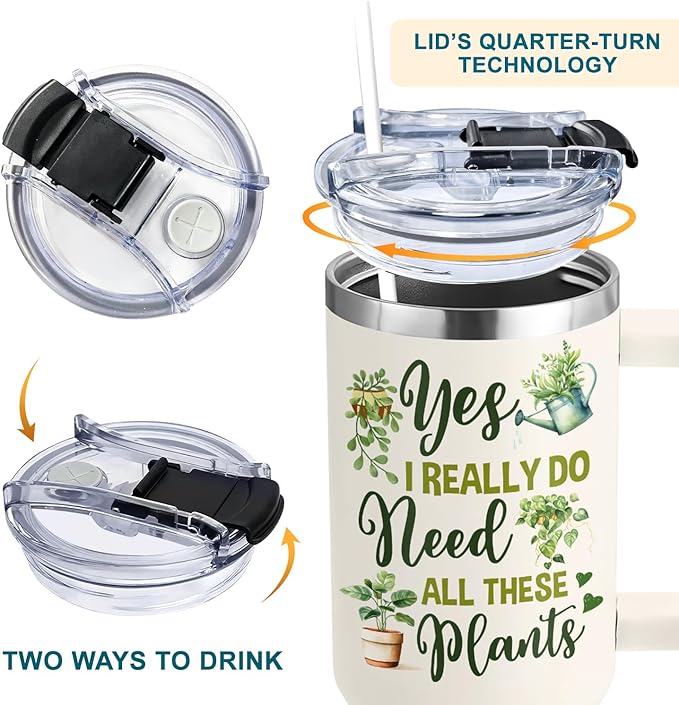 AT2Z GLOBAL Gardening Gifts For Women - Gifts For Gardeners Woman - Christmas, Birthday, Mothers Day Gift For Gardeners, Plant Lady Gift - 40Oz Tumbler With Handle & Straw