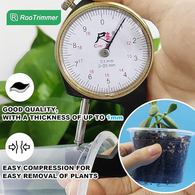RooTrimmer Clear Seedling pots 100-Pack 3.2 Inches Round for Seeds Starter Pots, Seeds Germination Transparent Clean Pots with Drainage Holes(100 Pcs, 3.14Inch)