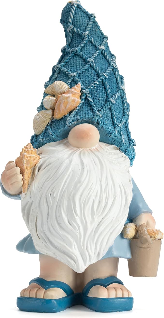 Beach Gnomes Statues,Ocean Gnomes,Nautical Themes Decoration,Beach, Gnome Carrying a Bucket