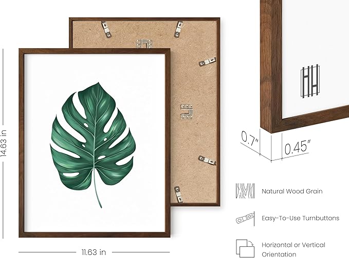HAUS AND HUES Plant Wall Art - Botanical Prints Wall Art, Green Wall Art Collection Set Plant Pictures Wall Art, Leaves Paintings Minimalist Sage Green Wall Decor (11x14, Framed Walnut)