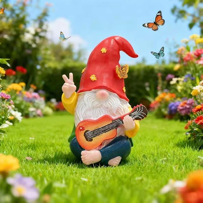 Garden Hippie Gnome Decor Statue,Funny Garden Gnomes with Peace Sign Decor Outdoor ，for House,Lawn,Patio and Porch, Gifts for Friend,Family.