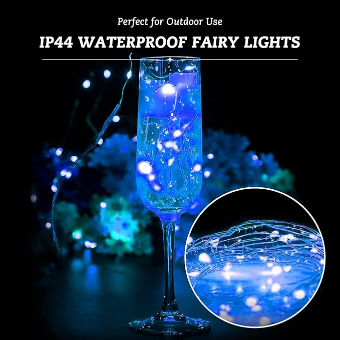 24 Pack Fairy Lights Battery Operated, 7FT 20LED Waterproof Silver Wire Christmas Lights Outdoor, Firefly Mini String for Bedroom Party Birthday Wedding Indoor Decorations