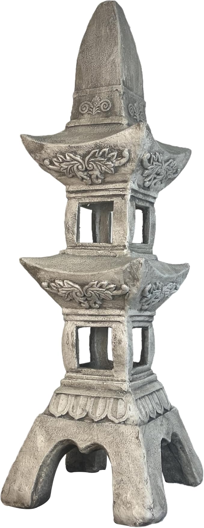 GRASOLAR 35.5’’High Asian Zen Pagoda Magnesium Oxide Tall Lantern Statue Outdoor Sculpture for Garden Backyard Decor Pagoda Statue Miniature Tower Lantern Landscape Garden Decoration