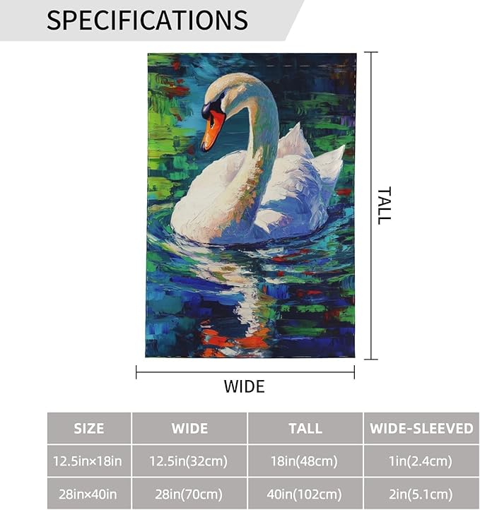 Swan Garden Flag 12x18 Inch Double Sided All-Weather Polyester Outdoor Flag For Patio Lawn Yard And Garden Welcome Decor