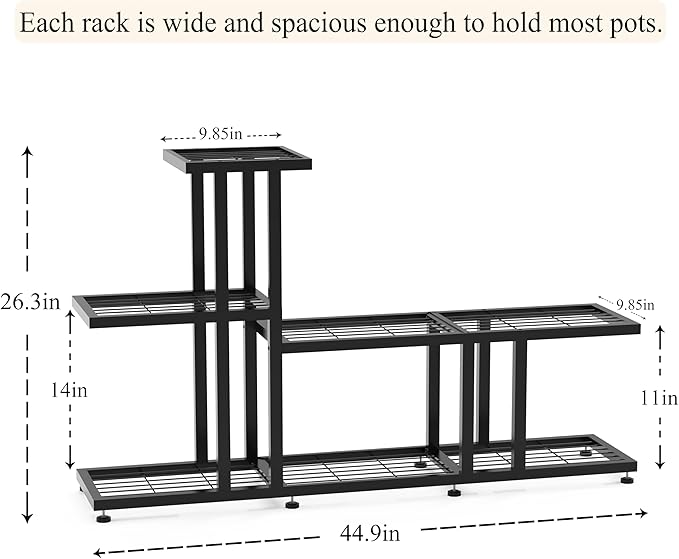 Corner Plant Stand Indoor Outdoor Plant Stands for Patio Black Metal Corner Plant Shelf 7 Tier Multiple Pots Planter Display Rack for Garden Office Living Room Decor,Heavy Duty & Thick (7-Tier)
