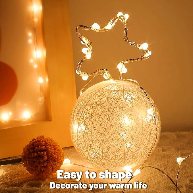 24 Pack Fairy Lights Battery Operated String Lights 7 Feet 20 Led Waterproof Christmas Lights Silver Wire Firefly Starry Moon Lights for Bedroom DIY Party Wedding Patio Christmas