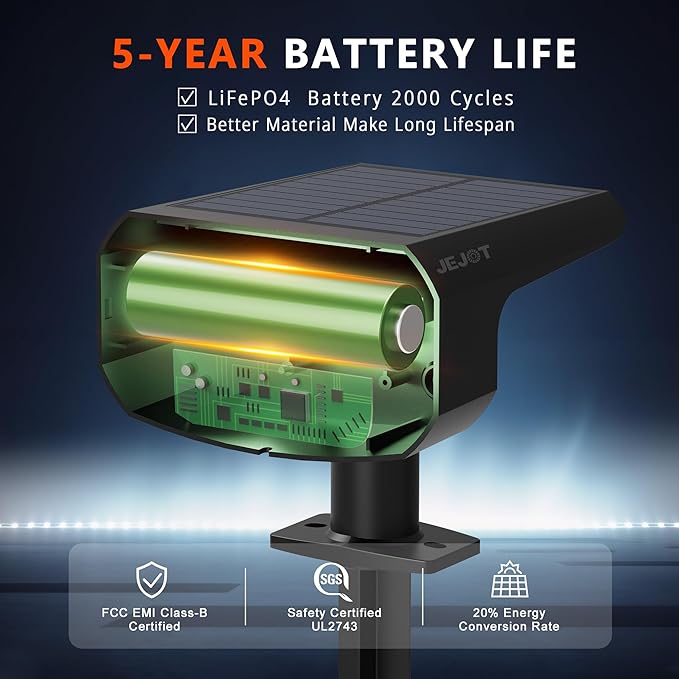 Solar Lights Outdoor Waterproof IP65,Auto On/Off, 6000K 2 Lighting Modes, Super Bright LED, Solar Powered Yard Garden Solar Spot Lights for Outside Landscape -6 Pack
