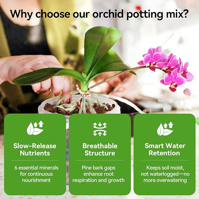 BYSHIGEBAO Orchid Bark Potting Mix with Pine Bark and Perlite, Fast Draining Orchid Soil for Healthy Roots, Ideal for Repotting Orchid and Orchid Bark for Indoor Plants (2 Quarts)