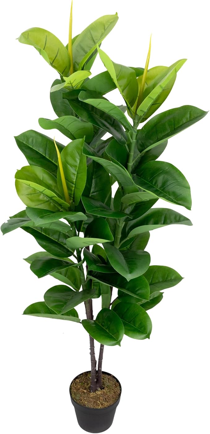 Northlight 51" Artificial Green and Brown Potted Rubber Plant