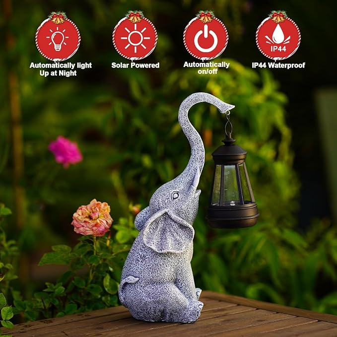 Goodeco Elephant Statue for Garden Decor with Gift Appeal - Ideal Gifts for Women, Mom or Birthdays, Beautifully Crafted Outdoor & Home Decor to Wow Your Guests (11" Elephant)