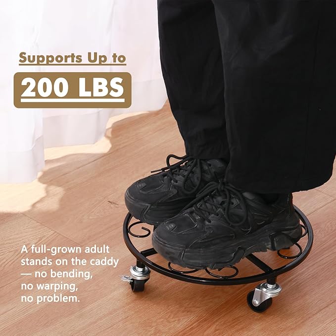 4 Pack Plant Caddy with Wheels 13.5 Inch Rolling Plant Stand for Large Plants Heavy Duty Plant Rollers Metal Plant Dolly Rustproof Planter Stand Wrought Iron Plant Stands Flower Cart Indoor Outdoor