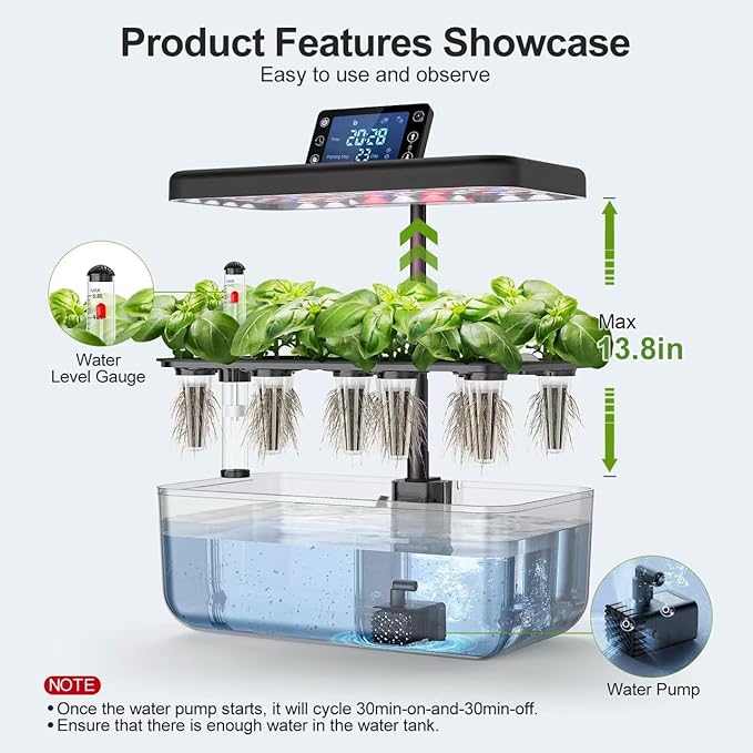 Hydroponics Growing System Kit with Seeds: 12 Pods Indoor Herb Garden Kit with LED Grow Light Plant Germination Kit Aeroponic Healthy Fresh Herbs Vegetables Hydroponic Planter for Home Kitchen Office