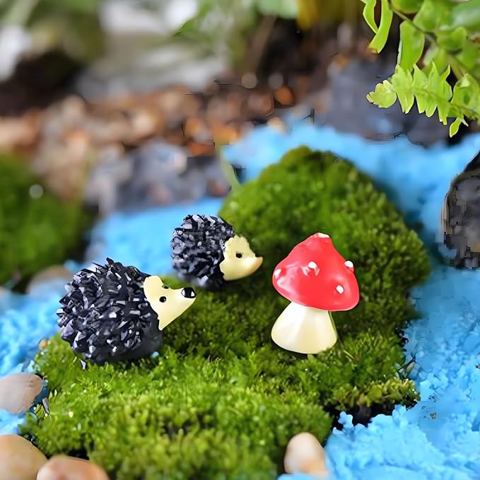 QuarenDen Fairy Garden Accessories, 28Pcs, Miniature Forest Kit, Tiny Resin Animal, Miniature Garden Figurines with Moss for DIY Craft, Desktop Decoration