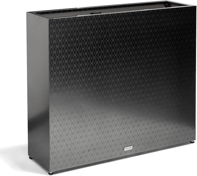CYC Luxury 30"H x 34"W x 10"D Black Stainless Steel Rectangular Tall Large Planter Box with Mirror Etching No Coating for Indoor or Outdoor Patio/Porch, Modern Décor for Tall Plants, Trees, Flowers