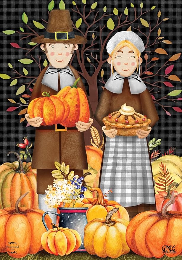 Briarwood Lane Pilgrims Thanksgiving Garden Flag