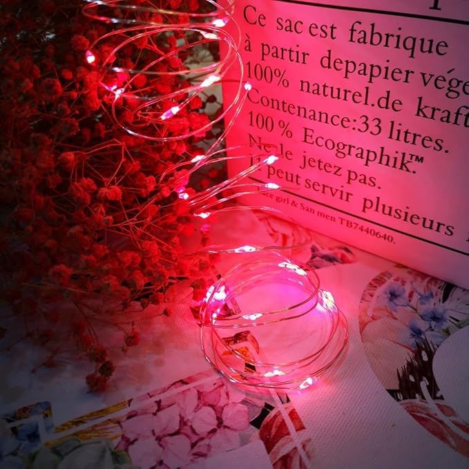 3 Pack USB Fairy Lights, USB Powered String Lights 16.5FT 50 LEDs, Fairy String Lights for Bedroom, Wedding, Party, Christmas Tree Decoration (Red)