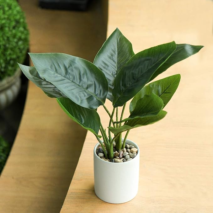 Briful Artificial Potted Plants 13" Green Faux Plants Indoor Small Fake Plant Decor for Home Table Office House Bathroom Shelf Living Room Desk Decoration