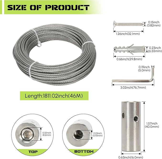 Wire Trellis for Climbing Plants Outdoor, 30-Set Wall Wire Trellis Kit with 1/8" x 150ft Stainless Steel Cable and Cutter, T316 Cylindrical Espalier System for Fence Garden DIY on Concrete Wood Walls