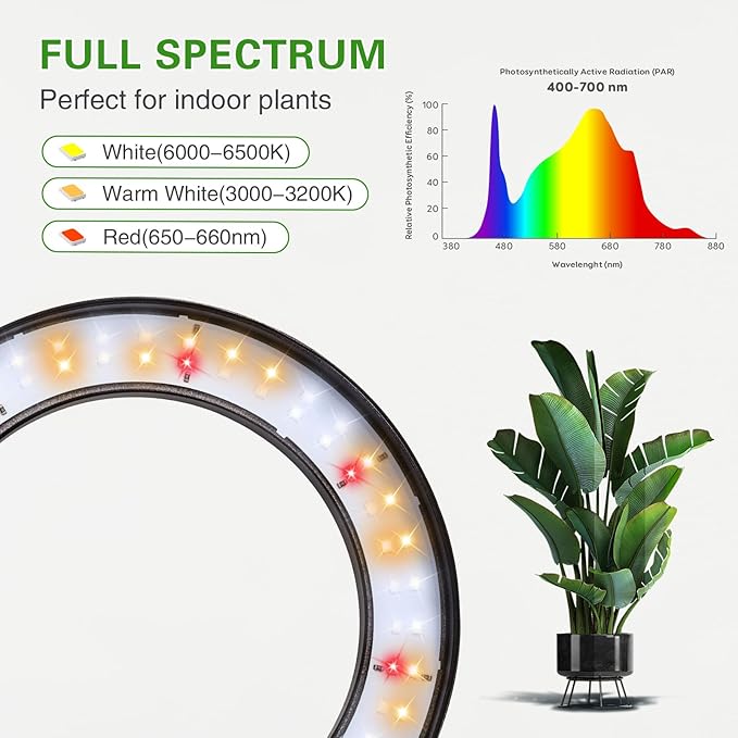 SDOVUERC Full Spectrum Grow Light with Stand for Indoor Plants, Floor Plant Light, 3/9/12H Timer, 3 Color Modes, Adjustable Height 16.5–68in, for Large Plants & Home Décor(2 Heads)