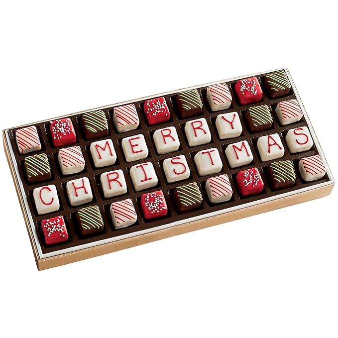 The Swiss Colony Merry Christmas Petits Fours Cakes, Gourmet Mini Layer Cakes in Red Velvet, Strawberry, Chocolate, and Vanilla, Holiday Dessert Cake Assortment