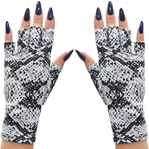 ManiGlovz - The Original UPF 50+ UV Light Protective Nail Gloves | Gel Manicure Gloves and Anti UV Fingerless Gloves for Women | Can be Used as Sun Protection Gloves for Driving | Slither Chic Print