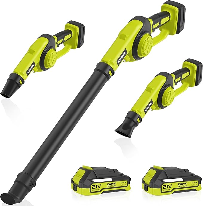 EWORK Small Leaf Blower Cordless 21V Mini Leaf Blower 130CFM/200MPH with Battery and Fast Charger, Lightweight Electric Leaf Blowers, Compact Blower for Jobsite, Patio Cleaning, Lawn Care