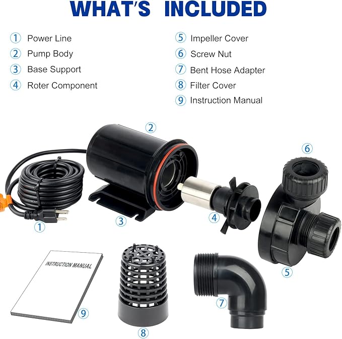 OYO WATER 3000GPH Submersible Outdoor Inline Pond Pump High Head Water Pump for Garden Waterfall Fountain Water Circulation for Koi Fish Pond