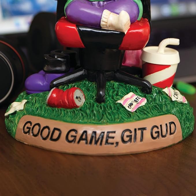 BigMouth Inc Gamer Garden Gnome Statue, Funny Outdoor Lawn Yard Figurine Decor, Resin Gaming Character Sculpture, Adults Teens Gamers, Weather Resistant Novelty Yard Accent, Gaming Gift Decor
