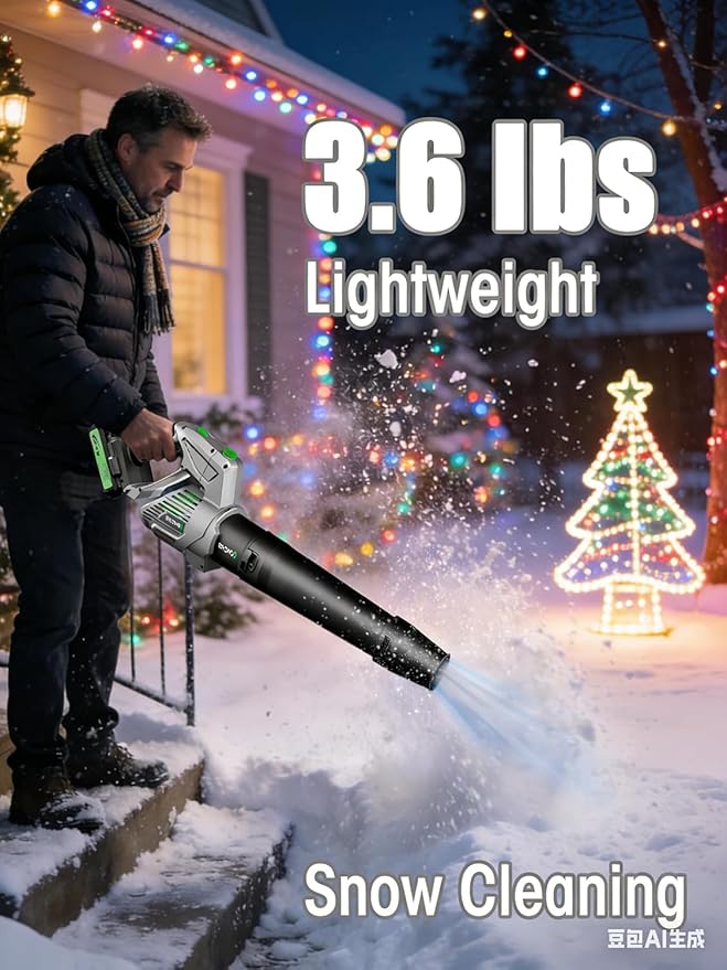 Comchoi Electric Leaf Blower Cordless, 680 CFM 5 Speed Mode, 2 Batteries & Charger, Handheld Cordless Leaf Blowers for Lawn Care