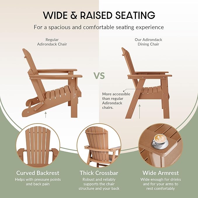 WestinTrends Dylan Dylan Outdoor Patio Shell-Back Adirondack Dining Chair Weather Resistant Teak