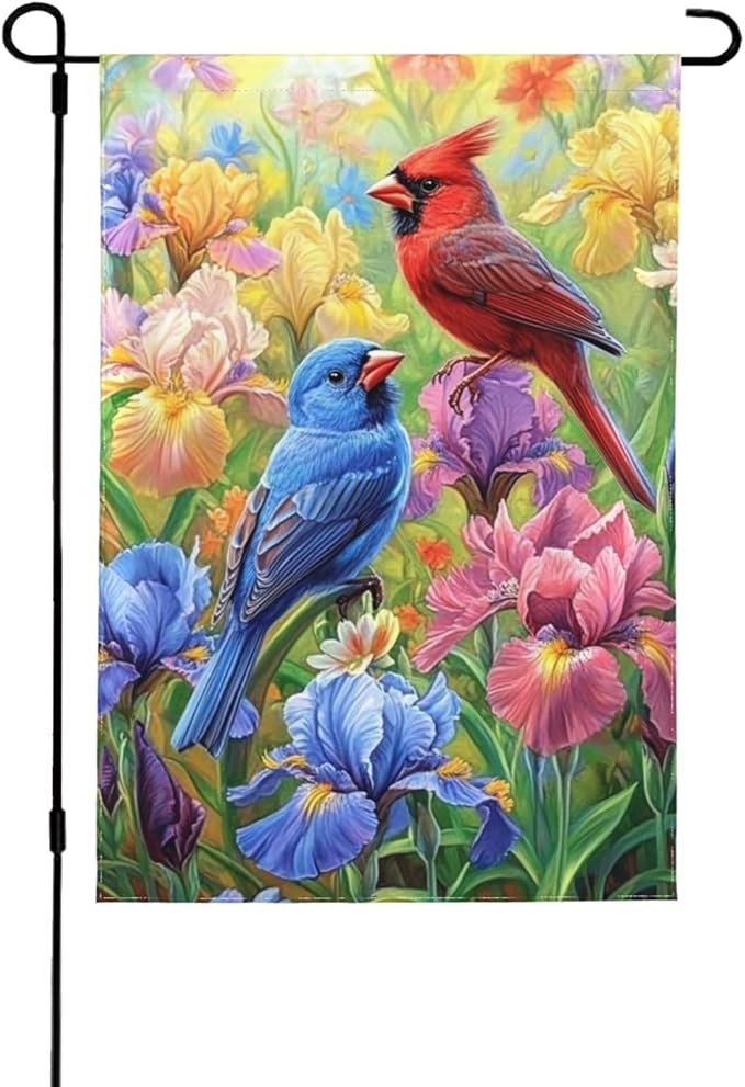 Birds Garden Flag 12x18 Inch Double Sided All-Weather Polyester Outdoor Flag For Patio Lawn Yard And Garden Welcome Decor