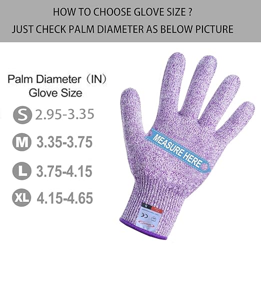 Cutting Gloves, 2 Pairs of Cut Resistant Gloves Food Grade, Cut Resistant Gloves for Kitchen, Oyster Shucking, Fish Fillet Processing, Carving Wood and Gardening(Small-Violet)
