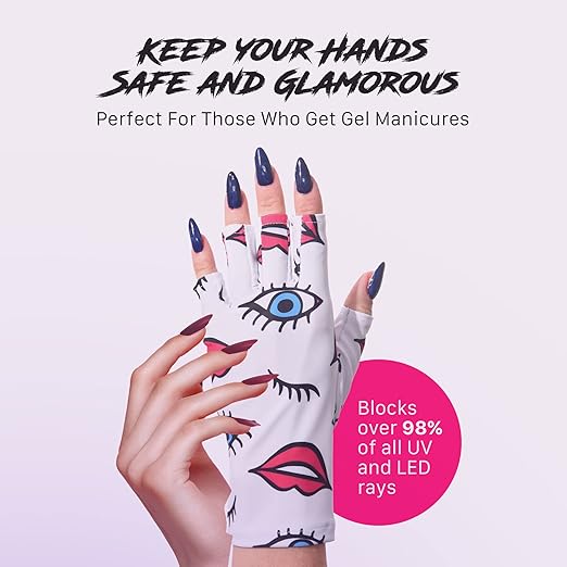 ManiGlovz - The Original UPF 50+ UV Light Protective Nail Gloves | Gel Manicure Gloves and Anti UV Fingerless Gloves for Women | Can be Used as Sun Protection Gloves for Driving | Peacock