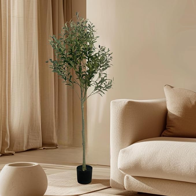 XBrand 59.1-Inches Artificial Olive Tree in Pot for Indoor Outdoor Home Office Store, Great Housewarming Gift