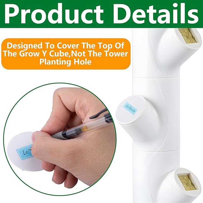 EBaokuup 12 Pcs Hydroponics Pod Caps with Colored Lables, Grow Cubes Cap Compatible with yPod, Plant Grow Pods Cover for Garden Hydroponics Growing System