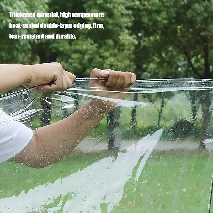 Clear Tarp,8'x10' Clear Tarps Heavy Duty Water Resistant with Reinforced Edge, 14Mil Thickened Tear Resistant PVC Vinyl Tarpaulin Enclosure for Porch,Greenhouse Outdoor