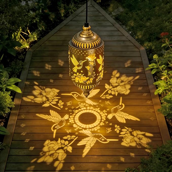 Hummingbird Solar Lantern Outdoor Garden Decor (2 Pack) Solar Lights Outdoor Waterproof, Hanging Lanterns Outdoor for Patio Pathway Yard Porch Backyard Gardening Gifts for Women Mom Grandma.