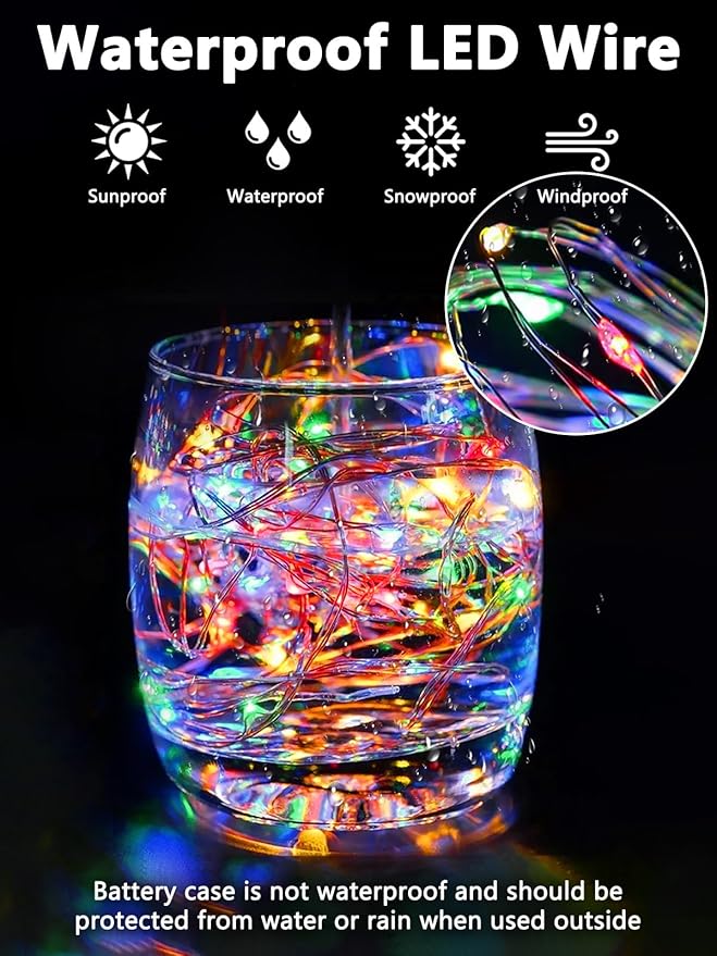 3 Pack Fairy Lights Battery Operated with Remote Control Timer, 26 FT 80 LED String Lights Outdoor Indoor, 8 Mode Twinkle Lights for Christmas Party Wedding Birthday Bedroom Decoration (Multicolor)