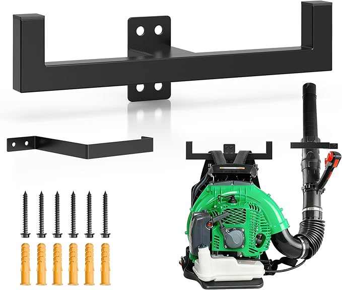 Backpack Leaf Blower Hanger with Hose Holder,Heary Duty Backpack Blower Sprayer Rack,Backpack Blower Wall Mount,Backpack Hanger for Weed Eater,Hedge Trimmer,Chain Saw,Garage Organizer Storage(1 PCS)