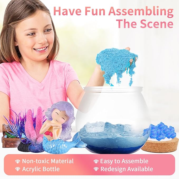Envyvip Mermaid Gifts for Girls 4-10 Years Old, Mermaid Crafts Kit for Kids, Light Up Mermaid Decoration with Remote - Arts and Crafts for Kids, Birthday Gifts Toys for Girls Age 4 5 6 7 8 9 10